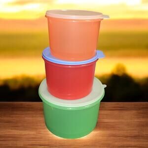 20 10 8 Cup Tupperware Econo Canisters Nesting Storage Container 267 265 Vintage